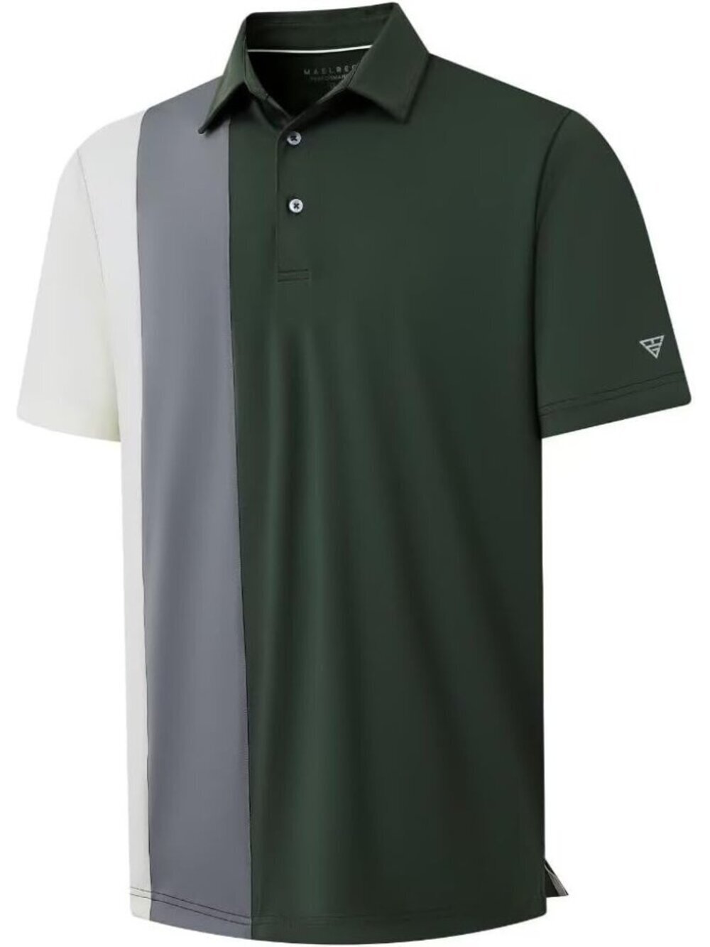 MensOlive GreenGolf Polo Shirt Dry Fit Short Sleeve Color Block Wick Tee
